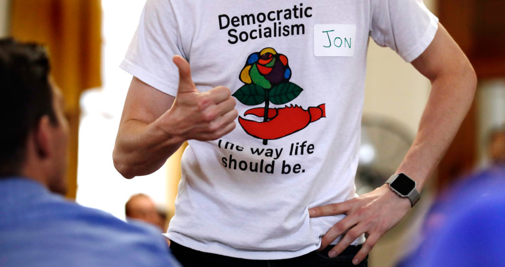 Source-feed image associated with Republicans decry a new Democratic Socialists of America platform as Dem primaries split the party