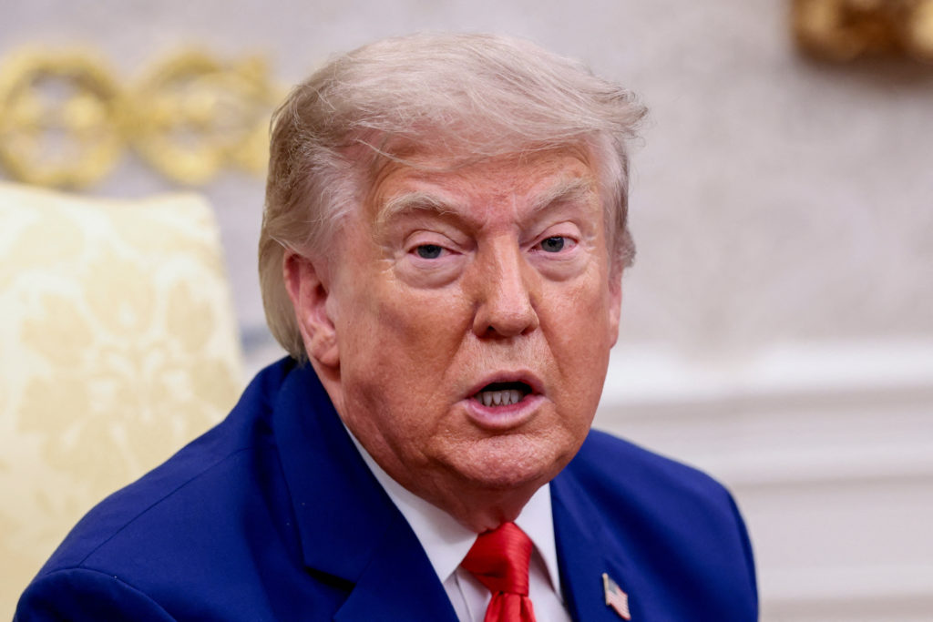 Source-feed image associated with WATCH: Trump says U.S. will hit area of Iran's Pickaxe Mountain 'very heavily'