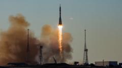 Source-feed image associated with Watch: New ISS crew blasts off from Kazakhstan