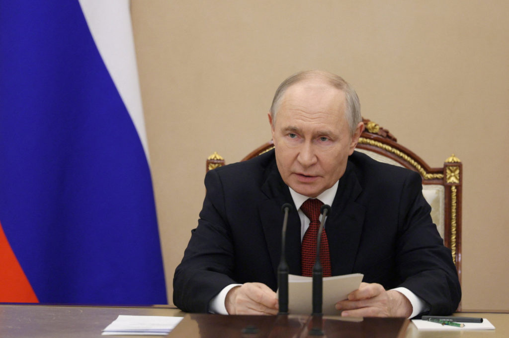 Source-feed image associated with Ukraine's drone assault ignites major Russian oil refinery, as Putin acknowledges 'difficult period'