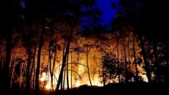 Source-feed image associated with Wildfire raging south of Paris could have been set deliberately, says minister