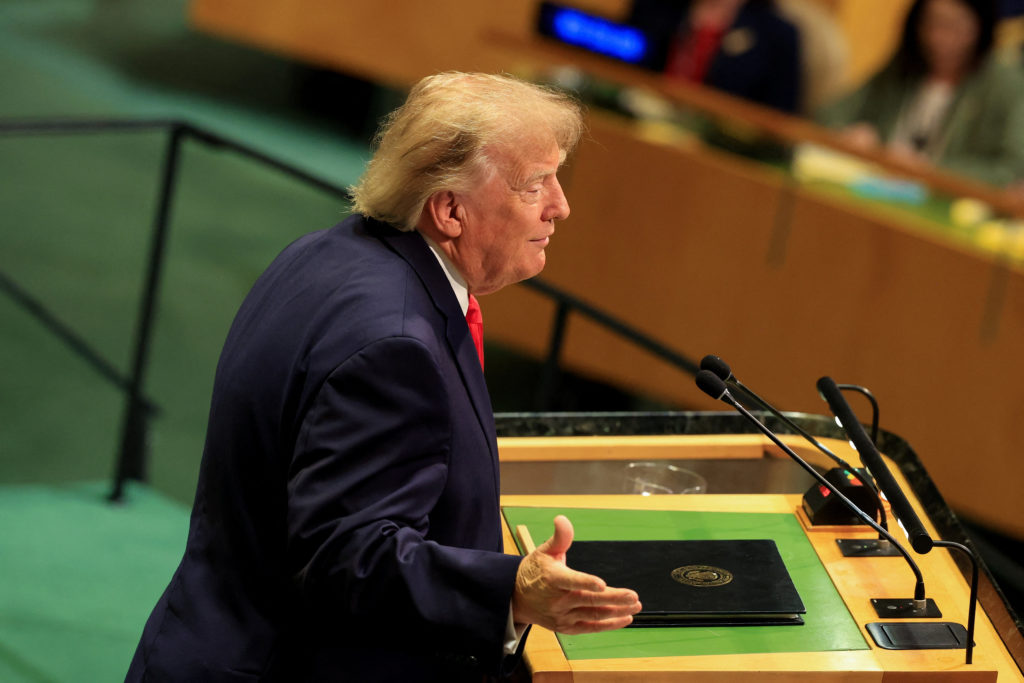 Image from linked report: WATCH: Trump dismisses concerns about AI risks at UN, says he won't rein it in