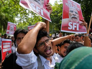 Image from linked report: 'Cockroach' protesters demand India's election chief resign over voter list changes