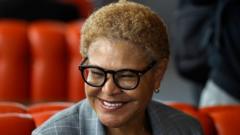 Source-feed image associated with Los Angeles Mayor Karen Bass advances to run-off in race to run California's biggest city