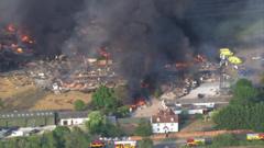 Source-feed image associated with Watch moment of explosion as huge fire breaks out in Essex