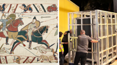 Source-feed image associated with Bayeux Tapestry arrives in UK for first time in 900 years under police guard