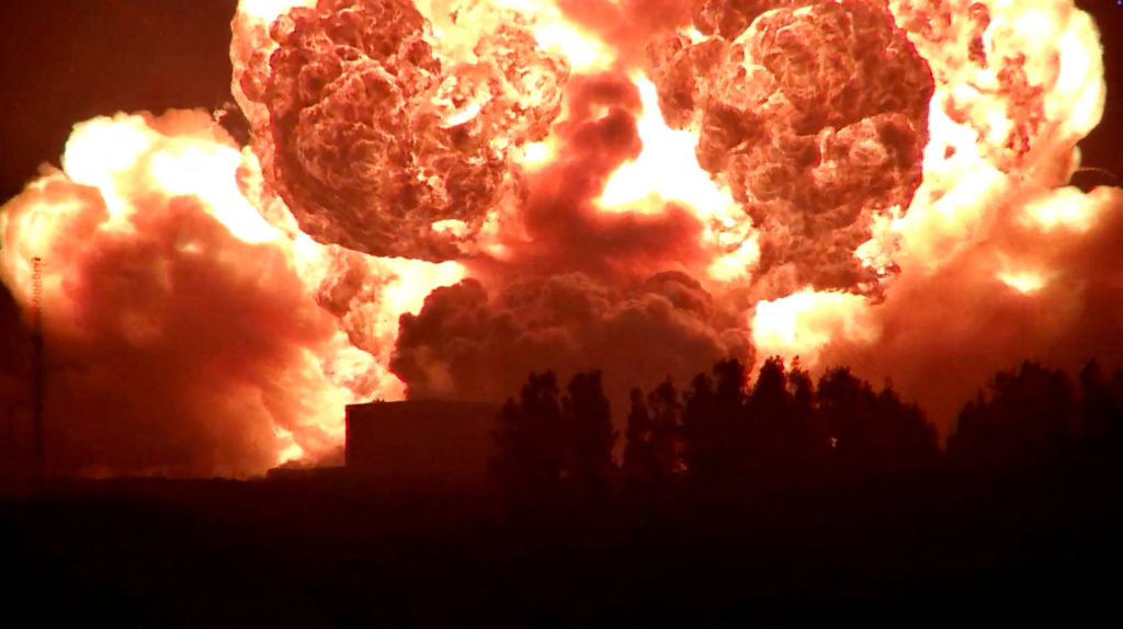 Source-feed image associated with Blue Origin rocket explodes on the launch pad during an engine-firing test