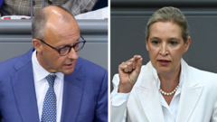 Source-feed image associated with Germany's Merz attacks AfD in stormy debate after far-right election win