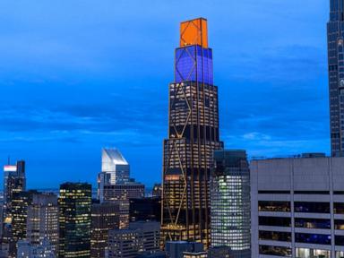 Source-feed image associated with WATCH: Chase lights up New York City for the NBA Finals