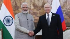 Source-feed image associated with Why did Modi urge Putin to end Ukraine war - and will he listen?