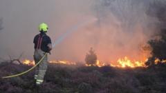 Source-feed image associated with Crews tackling Suffolk wildfire say they are in better position