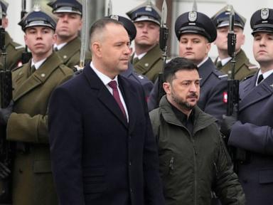 Source-feed image associated with Polish president strips Zelenskyy of honor over naming army unit after WWII group
