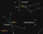 Source-feed image associated with Starwatch: Waning crescent moon gets close to brilliant beacon of Jupiter