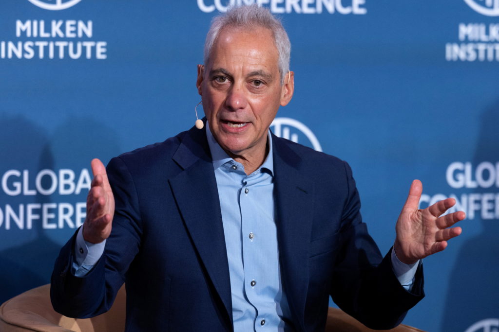 Source-feed image associated with Rahm Emanuel to denounce Netanyahu during Tel Aviv speech as American politics shift against Israel