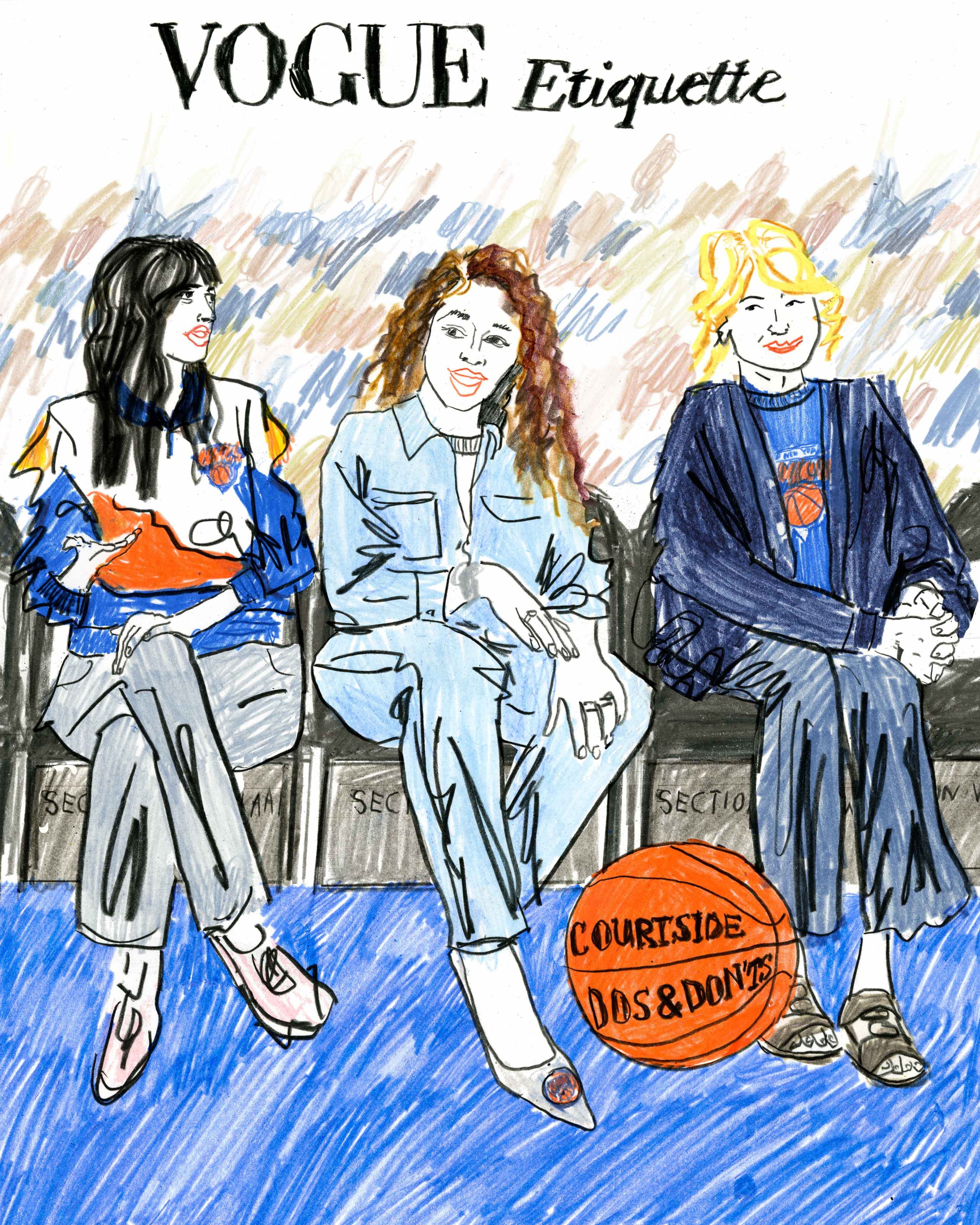 Source-feed image associated with Vogue Etiquette: Martha Stewart, Cazzie David, and Jordyn Woods on Stopping the Manspread and Other Courtside Courtesies