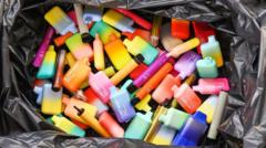 Source-feed image associated with Put a £5 deposit on vapes to stop littering, say waste companies