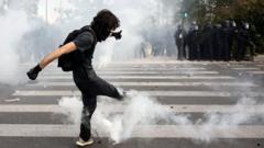 Image from linked report: Tear gas in Paris and Marseille as school protests grow across France