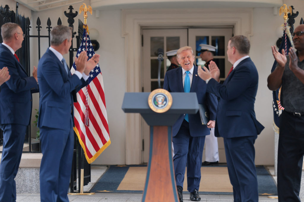 Source-feed image associated with WATCH: Trump announces effort to train veterans as truckers amid immigrant driver crackdown