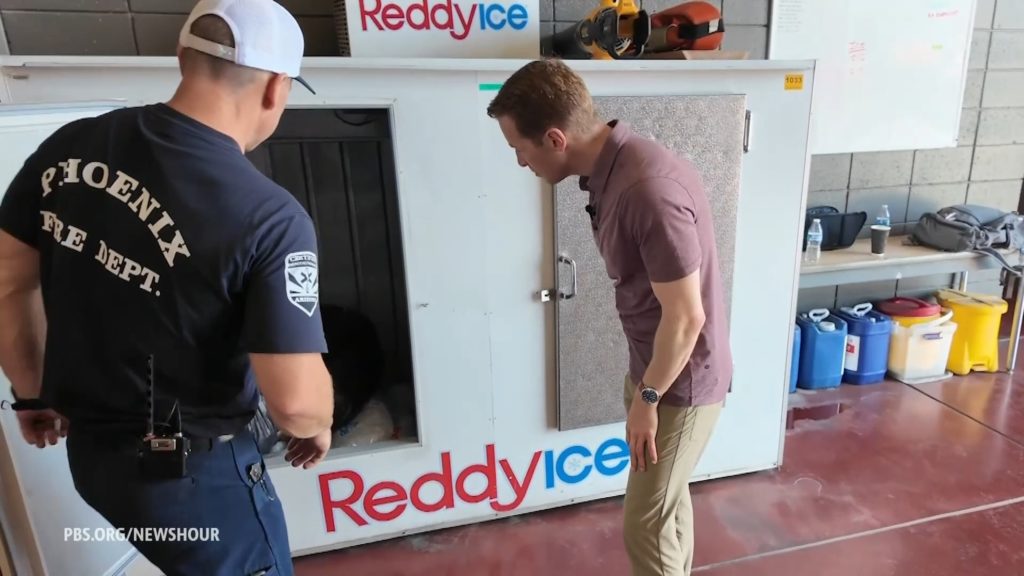 Source-feed image associated with In one of the nation's hottest cities, bags of ice are helping save lives
