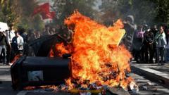 Image from linked report: Fires break out at French schools as students protest nationwide