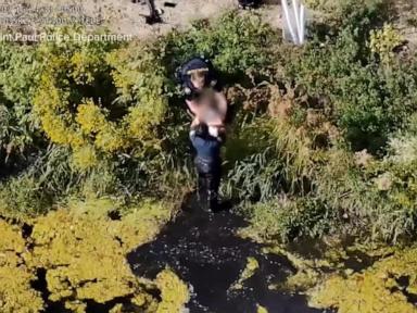Source-feed image associated with WATCH: Minnesota police drone locates child in pond