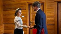 Source-feed image associated with Aung San Suu Kyi appears healthy in first confirmed outside contact for 2.5 years