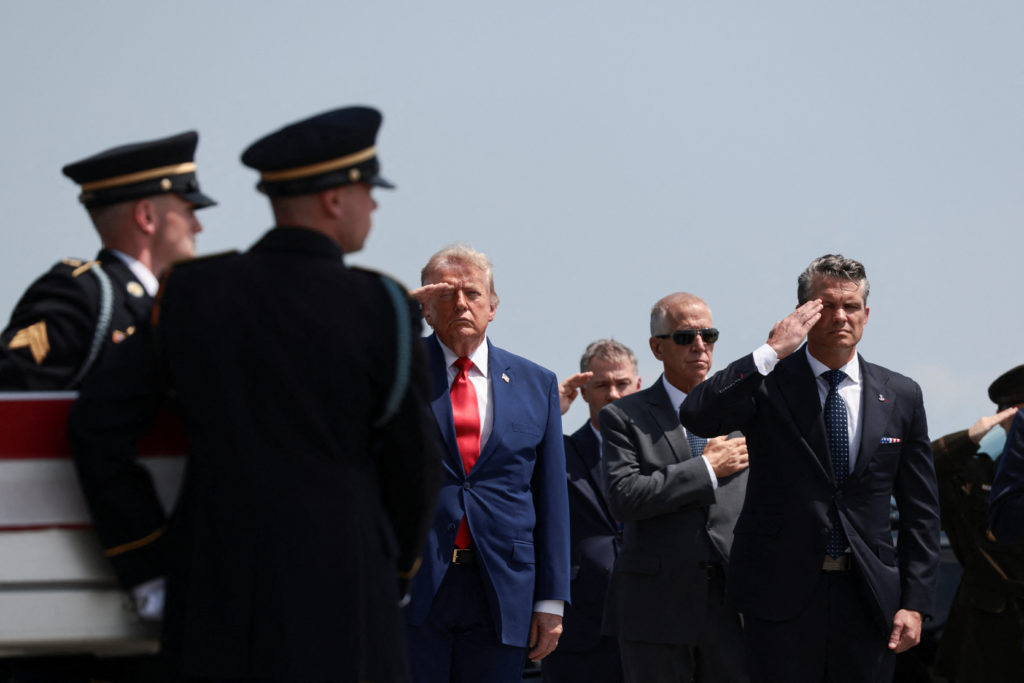 Source-feed image associated with WATCH: Trump attends dignified transfer of 4 U.S. service members killed in the Middle East