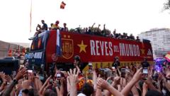 Source-feed image associated with Watch: Spain World Cup champions receive royal welcome in Madrid