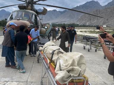 Source-feed image associated with Pakistan army helicopters airlift bodies of famed climber Purja and 4 others killed in avalanche