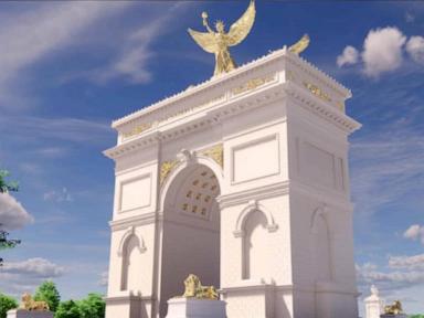 Image from linked report: WATCH: Trump says 'Triumphal Arch' will be used as a sniper and drone facility