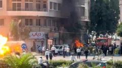 Source-feed image associated with Bomb explosions injure 18 in Damascus during Macron's visit
