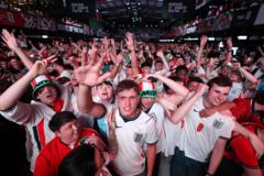 Source-feed image associated with Watch fans react to every goal of England v Mexico game