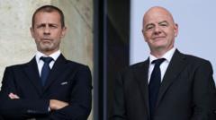 Source-feed image associated with Uefa preparing criminal legal action against Infantino