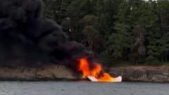 Source-feed image associated with All passengers rescued after fiery seaplane crash