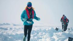 Source-feed image associated with Runners complete 'world's coolest marathon' on drifting North Pole ice