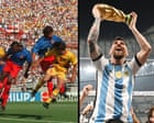 Source-feed image associated with From developing photos in a toilet to a viral Messi shot: 40 years shooting the World Cup – video