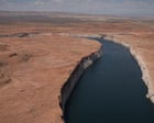 Source-feed image associated with Lake Powell, a vital reservoir, plunges toward unprecedented low levels as water crisis deepens in US west