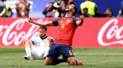 Source-feed image associated with Merino the unlikely hero again - as Spain wait for Lamine Yamal show