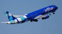 Source-feed image associated with JetBlue pilot reports striking a drone while landing at JFK airport