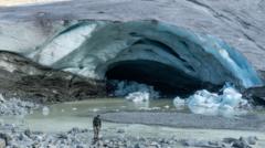 Image from linked report: Swiss glaciers suffer 'disastrous' year of ice loss, threatening water supplies