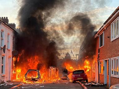 Source-feed image associated with UK leaders call for calm as protests break out after Belfast street stabbing