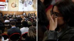 Image from linked report: Cornell students voice frustration at public hearing over rape case
