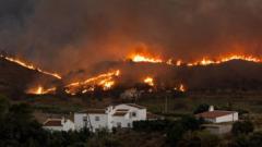 Source-feed image associated with Badly burned British couple rescued from ravine during Spain wildfires, reports say