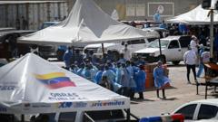 Source-feed image associated with Anguished families left to identify Venezuela quake victims at makeshift morgue
