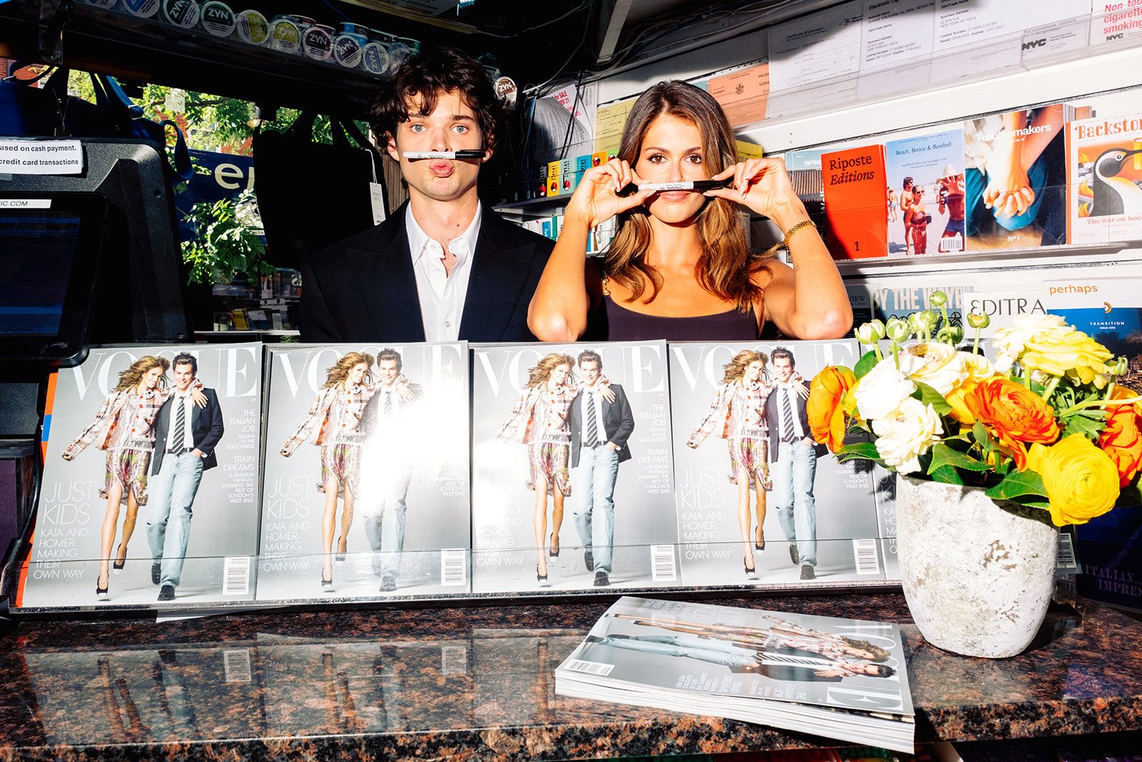 Source-feed image associated with Kaia Gerber and Homer Gere Stopped by Casa Magazines to Sign Vogue September Issues