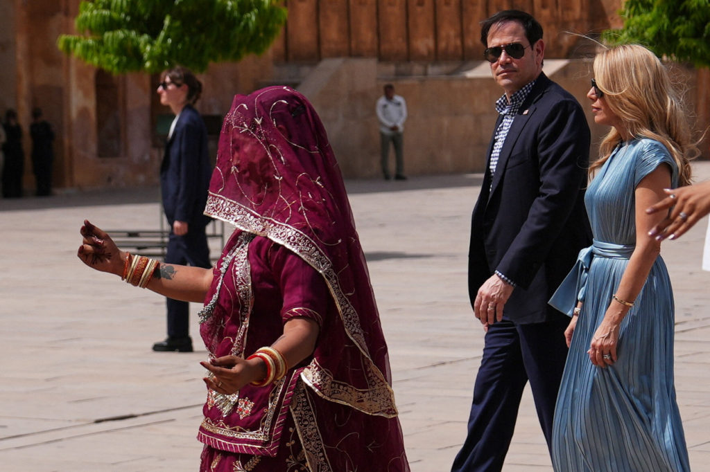 Source-feed image associated with Rubio's visit to India focuses on U.S. trade tensions, the Quad alliance and sightseeing