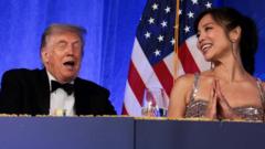 Source-feed image associated with Trump takes swipes at press during White House Correspondents' Dinner