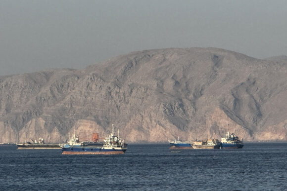 Source-feed image associated with Trump Downplays Threats of Hormuz Mines, Touts Alternate Route
