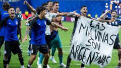 Source-feed image associated with Fifa 'assessing match reports' over Falklands banner