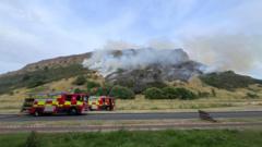Source-feed image associated with Fire crews battle blaze on Arthur’s Seat in Edinburgh